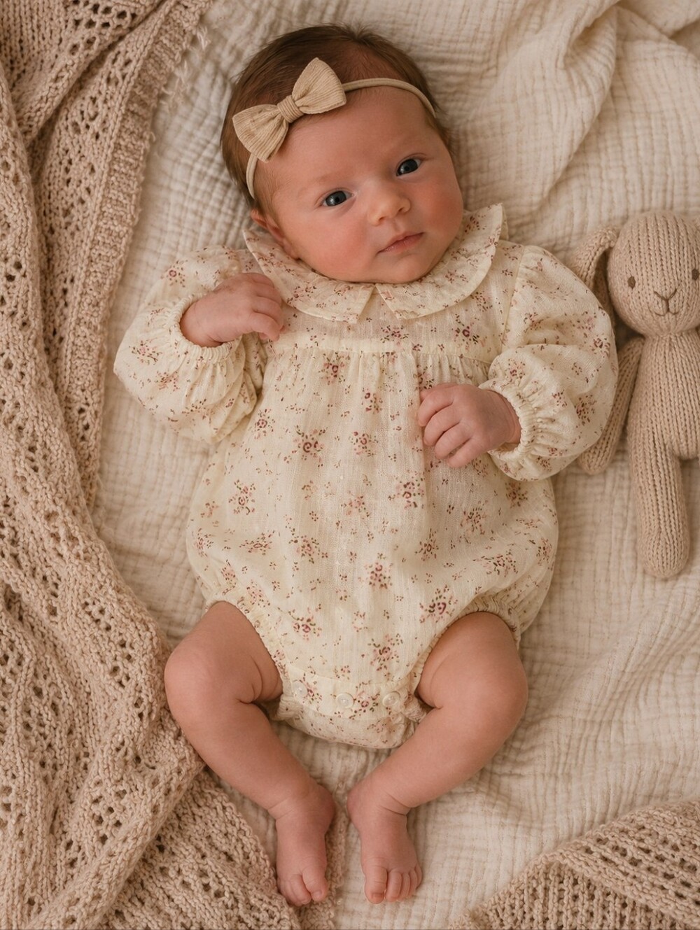 Zara Baby Floral Peter Pan Collar Bubble Romper Bodysuit 0-1 Month Newborn NWT